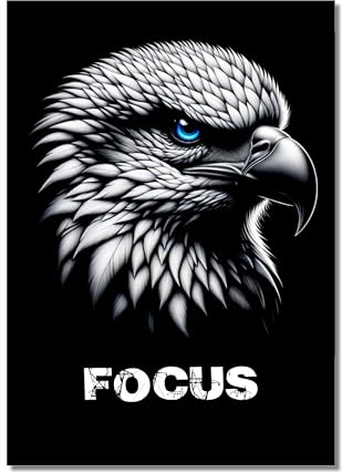 CLEAN SPORTS® Motivationsposter - Adler mit blauen Augen für Erfolgsmenschen und Bodybilder im Din A2 Format - Focus- ohne Rahmen (Adler)