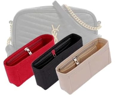 LinerLink Taschen-Organizer für YSL Lou-Kameratasche (L x H x T): 23 x 16 x 6 cm, handgefertigter Tascheneinsatz, 2 mm Filztascheneinsatz, Damen-Handtaschenformer (schwarz, Stil B: seitlicher