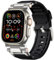 Bandletic R-Steel Correa Compatible con Apple Watch Ultra 2 / Ultra 49mm, Serie 9/8/7 45mm, Serie SE2/6/SE/5/4 44mm, Robusta Pulsera repuesto FKM con Diseño Elegante conector Metálico, Negro