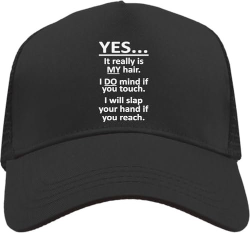 Functon+ Yes.. It Really is My Hair... Do Not Touch! Mesh Back Trucker Cap Adjustable Snapback Hat Black, Schwarz , Einheitsgröße