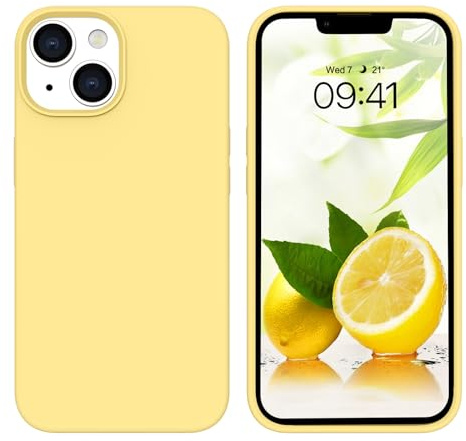 GUAGUA for iPhone 14 Plus Case, iPhone 14 Plus Liquid Silicone Case, Slim Soft Thin Microfiber Lining Cushion Texture Cover Shockproof Protective Phone Case for iPhone 14 Plus 6.7 Inch, Yellow