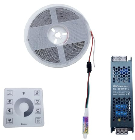 TOPXCDZ 10m Fließendes Wasser Fließendes LED-Streifen licht DC24 WS2811 SMD2835 Pferderennen Pixel Adressierbares Flexibles Lineares Lampen set (Cold White, 1 * 10M Strip+Controller+Power)