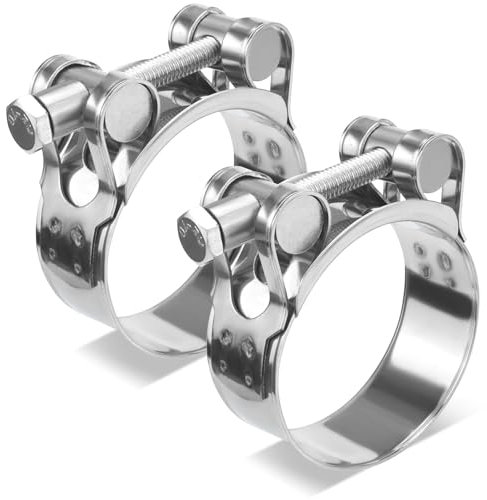 Fomiata 2Pcs 201 Stainless Steel T-Bolt Hose Clamps,Clamp Range 48-51mm , Band Width 22mm (48-51mm 2pcs)