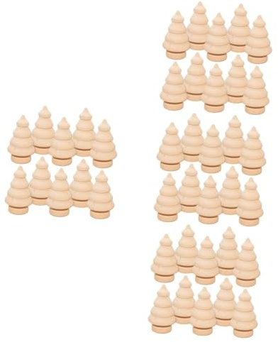 DIYEAH 40 Piezas muñecas de madera de bricolaje originales presentes originales decoração pequeño árbol de navidad juguetes decoración muñeca de bricolaje sin terminar Bambú