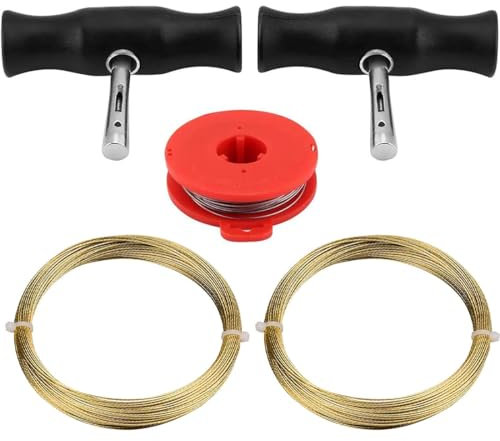 Aililong Juego de herramientas para parabrisas con alambre de corte y asas, herramienta de extracción de cristal para coche y kit de reparación para parabrisas delanteros y ventanas de coche