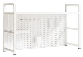 Stecktafel für Schreibtisch mit Regal, Schreibtisch-Organizer mit Pegboard, Letterboard, Tisch, Gaming, Computertisch Verlängerungsregal,für Schlafzimmer, Arbeitszimmer, Küche, Büro(White,75*68cm/29.6
