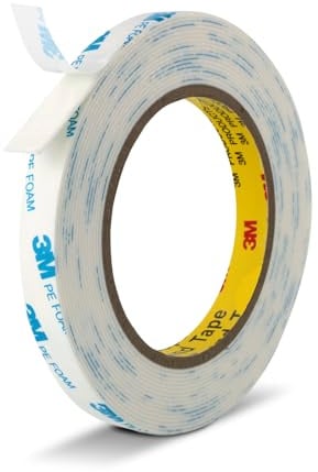 3M Doppelseitiges Klebeband Schaumstoffband Strapazierfähig 13 mm x 5,5 m Montageband zum Verbinden von Schaumstoffstreifen für Banner Poster Alarme Jalousien Zierleisten Weiß