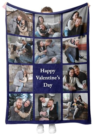 Custom Blanket – Personalised Photo Blanket for Mum, Soft Fleece Memory Throw for Birthdays, Christmas, or Mother’s Day – Large Personalised Blanket with Pictures for Women and Adults