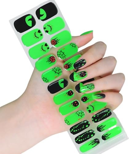 Semi Cured Nails Polish Wraps Halloween Nails Stickers Glow In Dark Gels Nails Strips Nails Art Decoration
