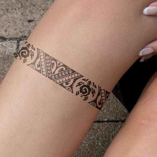 Inkster Tattoo - Maori Band - vegane & wasserfeste Temporäre Tattoos für Erwachsene - EU-Kosmetikzertifizierte Farbe - revolutionäres 2 Wochen Tattoo | Premium Klebetattoos