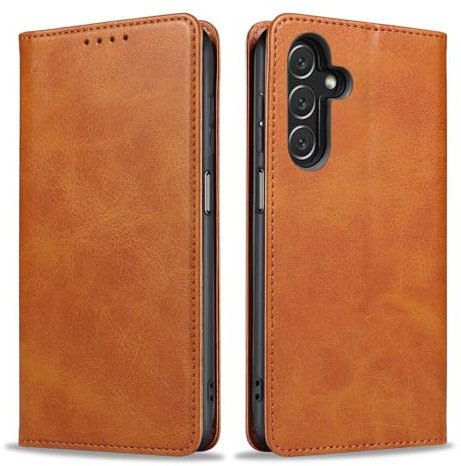 LBH Handyhülle Smartphone-Hülle für Samsung Galaxy A14 / A14 5G Klapphülle Magnetverschluss Kartenfächer Geldfach Standfunktion Case Etui Rundumschutz Schutzhülle Hellbraun