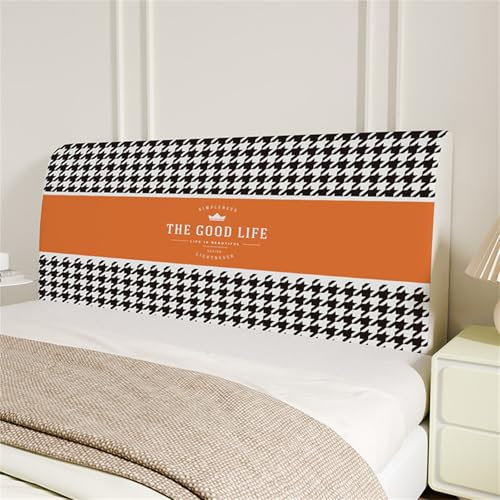 Chickwin Bett Kopfteil Bezug, Hahnentrittmuster Stretch Bettkopfteil Hussen, All-Inclusive Bettkopfteil Bezug, Waschbar Bettkopfteil Hussen, Staubdicht Bett Kopfteil Abdeckung (Krone,150cm)