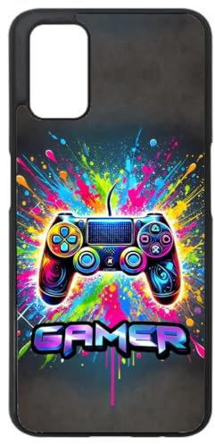 FunKaz Coque pour Oppo A52 / A72(4G) / A92 - - Gamer Manette de Jeu Fond Multicolore - Coque Noire TPU