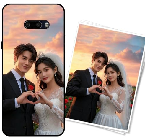 WUACYEAMING Persönliche Handyhülle für LG G8X ThinQ Stoßfeste Kratzfeste Custom Phone Case mit Foto/Text/Logo Individualisierung Personalisierte Silikon Hülle Mitternachtsschwarz