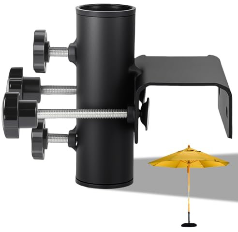 XINSUO Supporto per Ombrellone da Balcone, per Terrazze, Ombrellone da Balcone, Rettangolare, Morsetto Regolabile, per Area di Serraggio 63 – 20 mm, Diametro Ombrello 23 – 38 mm