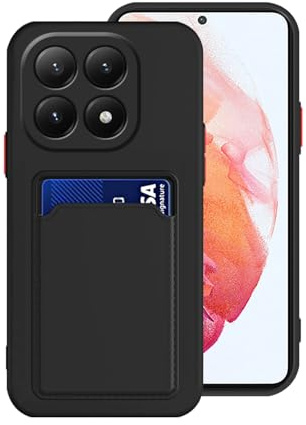Wousunly Coque pour Xiaomi 15T Silicone, Étui de Protection pour Xiaomi 15T avec Porte-Cartes, Antichoc et Anti-Rayures Fin Carte Case (Noir)