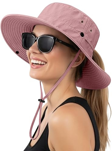 Lonya Chapeau Femme Soleil Queue de Cheval Été Plage l'extérieur Protection UV Pliable Capelines Casquette Homme Randonnée