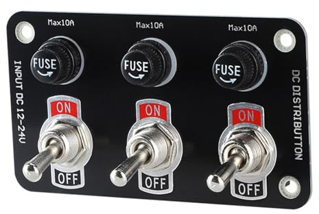 Bascule à bascule 12v 24v - Kit de commutateur automobile étanche, Accessoire de camping-car marine | Panneau avec fusible 10a pour bateau voiture camion camping-car tableau de bord électrique