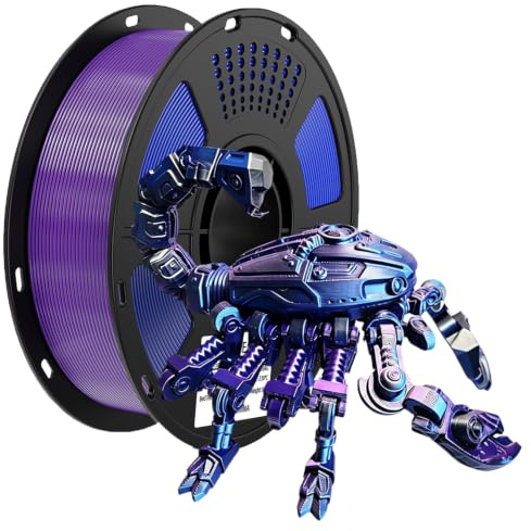 GEEETECH Silk PLA Filament 1,75mm, 3D Drucker Filament 1KG/Spule,Tricolor Silk Blau Lila Schwarz