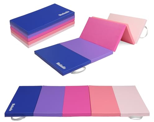 Bonnlo Turnmatten dick, 5-fach faltbare Yogamatte, rutschfeste PU&EPE-Fitnessmatte, klappbare Übungs-Pilatesmatte, Gymnastikmatte für Übungen, Yoga, Gymnastik
