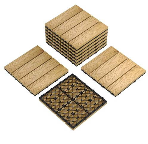 27-Pack Interlocking Decking Tiles – 30 x 30 cm Waterproof Flooring, All-Weather Garden Deck Boards for Indoor & Outdoor Use, Patio, Balcony, Terrace, Backyard & Hot Tub