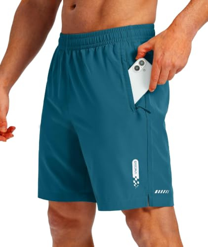 ZITY Men's Shorts Gym Running Athlctic Shorts 7 Quick-Dry Breathable Basketball Workout Summer Shorts with Zipper Pockets M-3XL