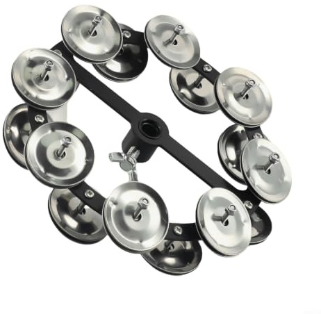 Tambourin professionnel en métal Hi-Hat - Support de montage sûr pour cymbale - Son doux pour spectacles de scène, noir et argenté