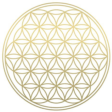 Blume des Lebens - IN - Geometrie - Wandtattoo Wandaufkleber Sticker Aufkleber (80 (B) x 80 (H) cm, Gold)
