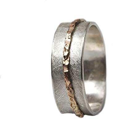 Matter Silberring Drehring mit Gold Größen 57 (18.1)