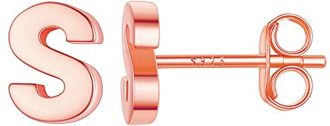 Suplight Damen Mädchen 925 Sterling Silber Buchstabe S Ohrstekcer 18k vergoldet 3D Initiale Ohrringe Ohr Piercing Minimalistische Anfangsbuchstaben Ohr Schmuck Accessoire für Mutter Schwester