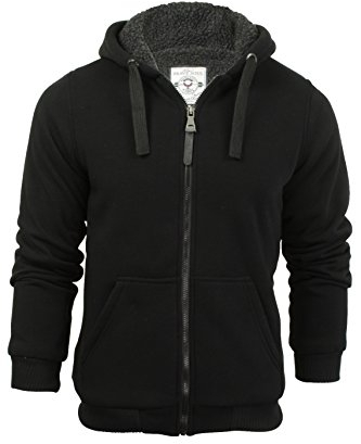 BRAVE SOUL Mens Hoodie Sweatshirt Jumper with Fleece Hood and Body Lining (Black) XL