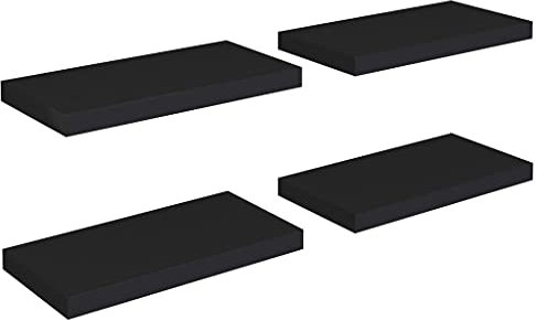 vidaXL 4X Wandregal Schwebend Hängeregal Wandboard Bücherregal Regalbrett Schweberegal CD DVD Regal Dekoregal Schwarz 50x23x3,8cm MDF