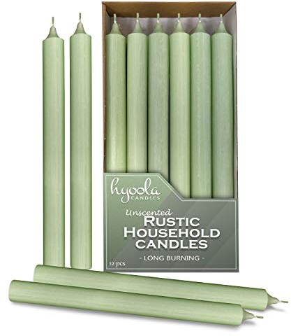 Hyoola 25 cm Stabkerzen - 12er Pack - Hellgrün - Unparfümierte Tafelkerzen - Kerzen Lange Brenndauer
