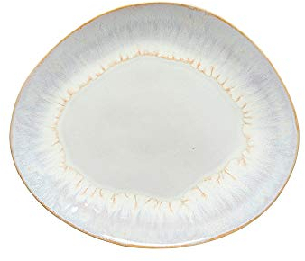 Costa Nova, Brisa colección, Vajilla elegante, gres, Plato llano, fuente oval , sal (blanco), 27 cm, 6 piezas