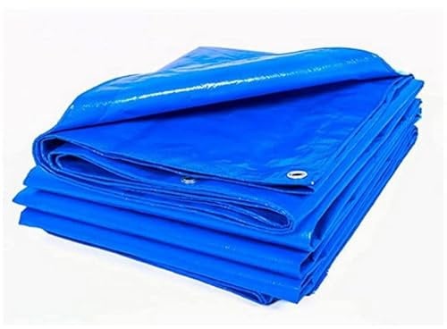 KAV Universal Premium Cover 130g/m² Tarpaulin Waterproof Heavy Duty 18x20 ft Tarp with Eyelets Ground Sheet for Garden Furniture, Pool, Car, Truck- 5.4x6M (Blue)