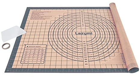 Extra Large & Thick Silicone Baking Mat 71×51 cm, Non Stick Pastry Rolling Sheet with Measurement, Non-Slip Silicon Dough kneading Board, Counter Table Mat, Placemat, for Pie/Cake/Pizza (Grey+Scraper)