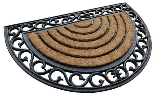 FACILITYS Terre Jardin - Paillasson Exterieur Entree, 75 x 45 x 1,5 cm - Paillasson Coco, Fibres de Coco Naturelles sur Cadre en Caoutchouc - Tapis d'Entrée Intérieur, Essuie-Pied Demi Lune