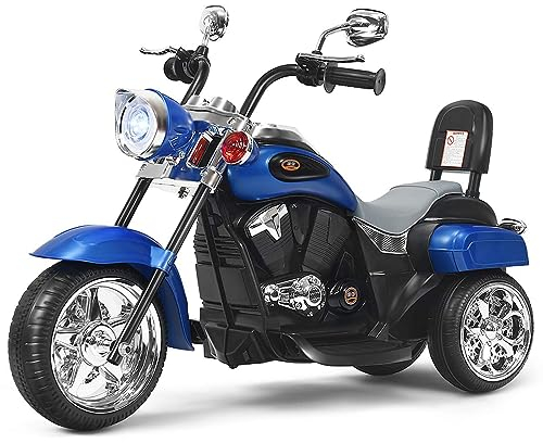 DREAMADE Elektro-Motorrad Kindermotorrad, 6V Elektromotorrad mit einstellbaren Scheinwerfern & Hupe & Pedalen, Elektrofahrzeug für Kinder ab 3 Jahren (Blau)