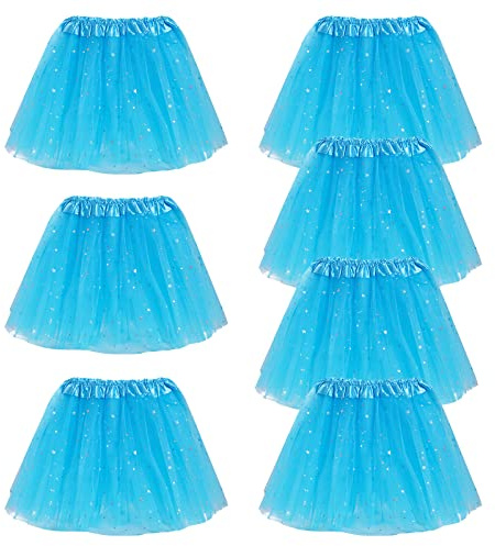 baotongle 7 Stücke Tütü Star Minirock Tüllrock Ballettrock Prinzessin Tüllrock für Karneval Geburtstag Halloween Party Mädchen rosa rot