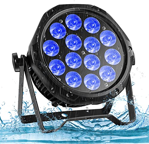 PUZILOZA 70W Outdoor Wasserdichte LED Par, RGBW IP65 Bühnenlicht D MX 4/8CH mit Wasserdichtes Kabel, LED Strahler Party für Draußen DJ Bar Club Weihnachten Helloween