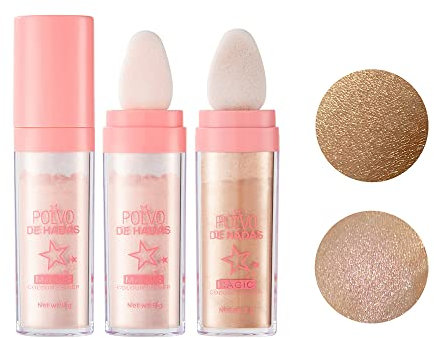 ROSPRETTY 2pcs Polvere Glitter per Capelli e Corpo, Polvere di Fata, Evidenziare Cipria per il Viso Fard ad Alta Luce Sparkly, Rosa+Bronzo
