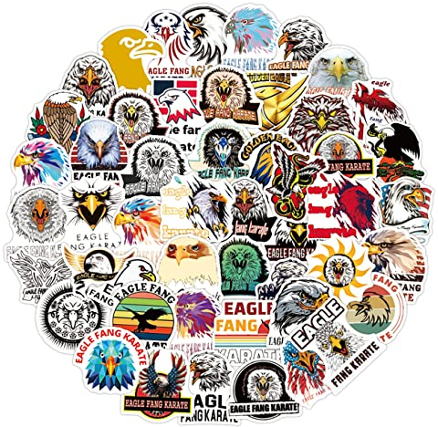 POPNWOW Adler Kongfu Aufkleber 50 Stück Set, Wasserdicht Vinyl Eagle Kongfu Stickers für Reisekoffer Gepäck Laptop Wasserflasche Pad Handy Fahrrad Skateboard Helme Gitarre