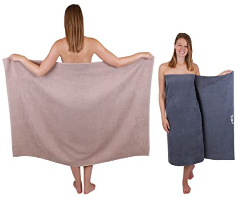 Betz 2 Stück Maxi Duschtücher XXL Badetuch Duschtuch Größe 100x150cm Berlin Farbe Cappuccino/dunkelgrau