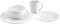 Karaca Punto Embossed 16-Piece New Generation Bone China Dinnerware Set for 4 People, Dinner Plates, Side Plates, Cereal/Soup Bowls, Mugs, Crockery Set, White