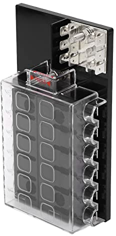 Auto-Sicherungsblock-Halter ABS-Kunststoffgehäuse Flammhemmender Auto-Blatt-Sicherungskasten 12-Wege-12-36VDC Wasserdicht für Motorrad
