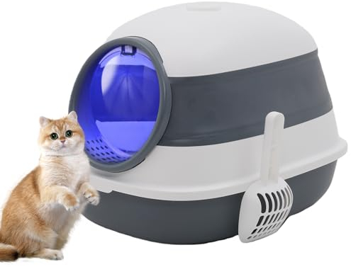 Caja de Arena para Gatos Arenero Gatos Completamente Cerrada Ultra Grande con Jaula Automática Anti-Arena Esterilización UV Desodorización Fácil de Limpiar Cat Litter Box a Prueba Salpicaduras
