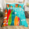 Été Surf Housse de Couette Planche de Surf Ensemble de Literie Garçon fille Plage Vague décoration Enfants Parure de Lit Adolescent Housse de Couette 140x200cm Vert Bleu Orange, 1 taie d'oreiller