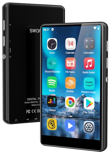 Lettore musicale da 80GB,lettore MP3 e MP4 con Bluetoothe WiFi con touchscreen IPS da 4pollici, lettore audio digitale, lettore Spotify M503 Pro con Amazon Music, Audible, Browser cromato (Nero)