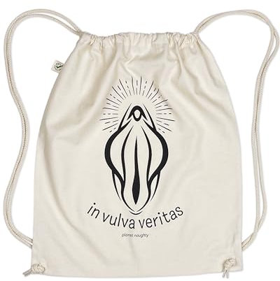in vulva veritas - Turnbeutel mit Kordelzug, Vulva Beutel, kleines Geschenk für Frauen, Pride Accessoire, Pride Outfit, csd Outfit, lgbtq, Feministinnen, feministische Geschenke für Frauen, Yoga