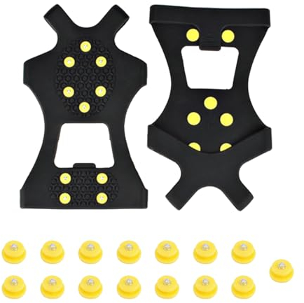 Anti Rutsch Schuhspikes, 1 Satz Schuh Spikes für Bergschuhe, Schuhkrallen, 10 Steigeisen und 15er-Pack Ersatz-Schneespikes, für Spazieren Hiking Walking Winter, Schwarz, M(36-40)